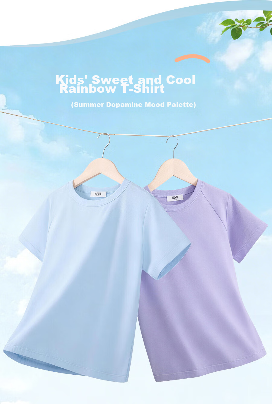 Annil Rainbow Parent-Child Short Sleeve T-Shirt for Boys and Girls 2026 Summer New Dopamine Collection 4